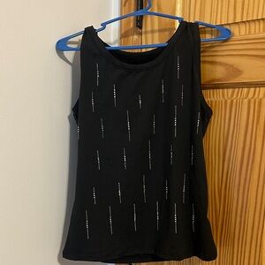 Black Sleeveless  super soft Tank Top with Vertical Stud Detailing